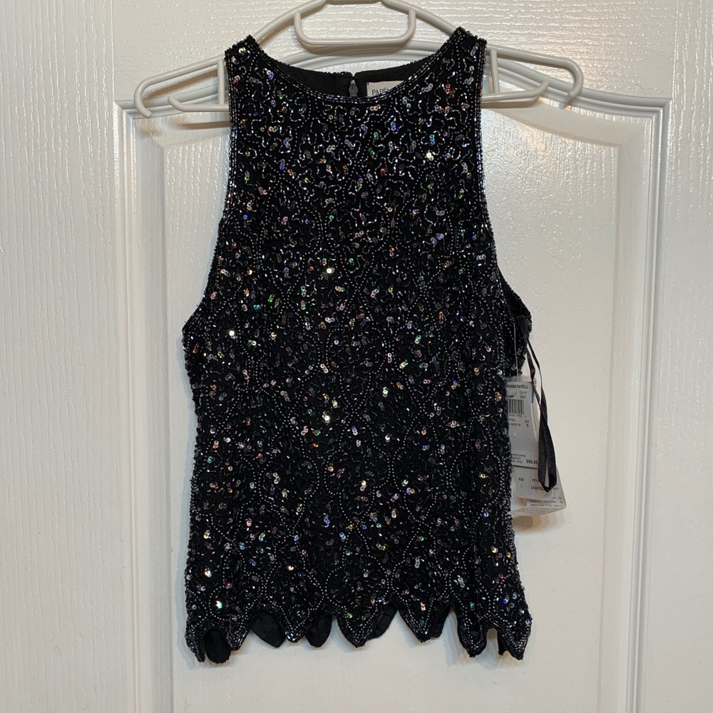 BRAND NEW VINTAGE SEQUIN/SILK TOP PAPELL BOUTIQUE